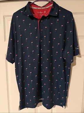 Walter Hagen Navy Polo with Small US Flag Print